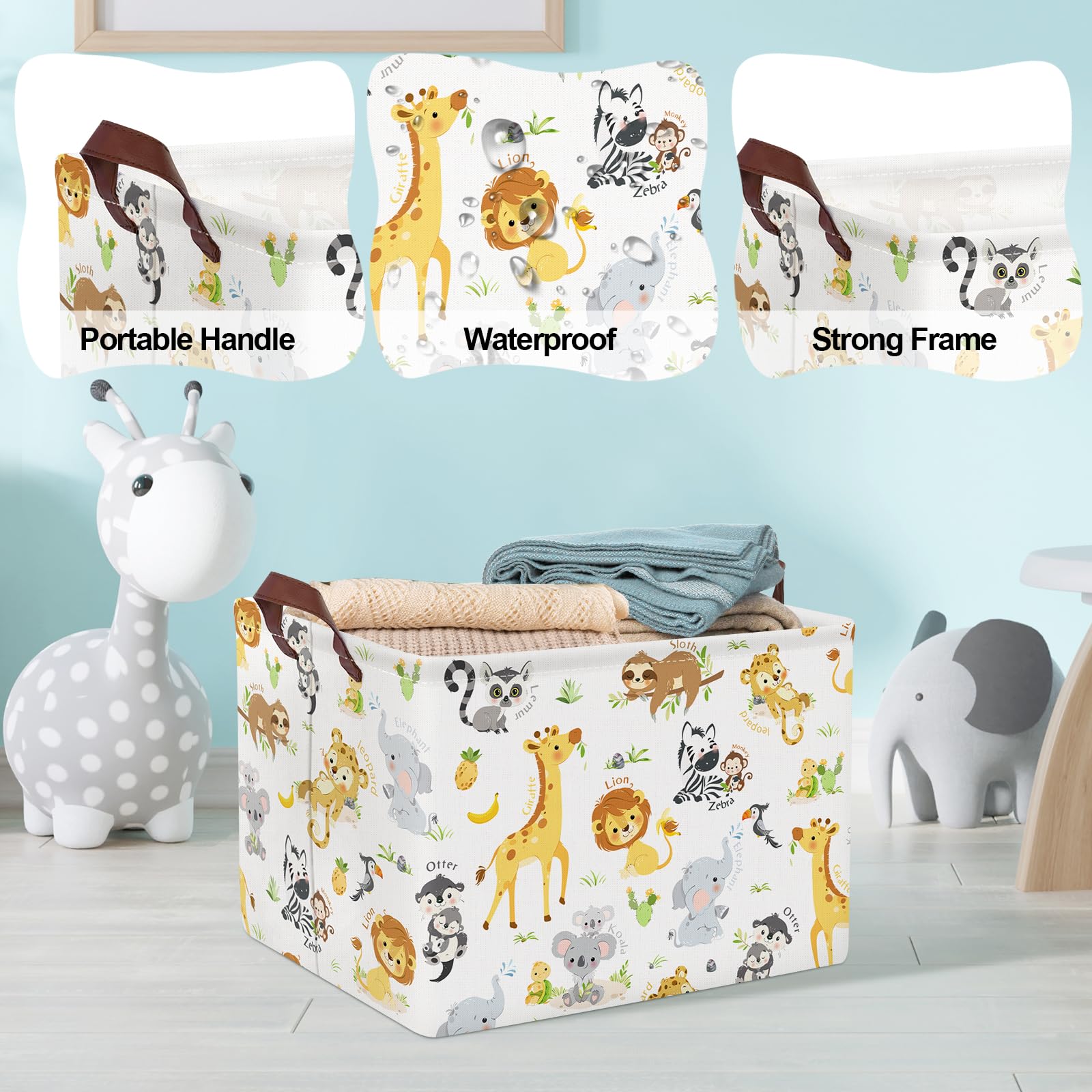 Clastyle Rectangular Baby Storage Basket Large Collapsible Kid Toy Bin Nursery Classroom Books Shelf Basket Shower Towel Gift Ba