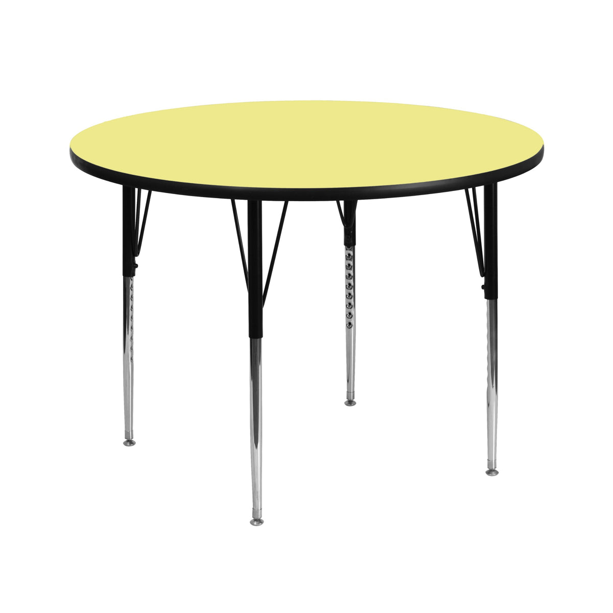 Flash Furniture Wren 42'' Round Yellow Thermal Laminate Activity Table - Standard Height Adjustable Legs