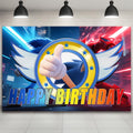 Happy Birthday Backdrop Banner Party Supplies for Blue Hedgehog Dog Birthday Decorations Wall Decor