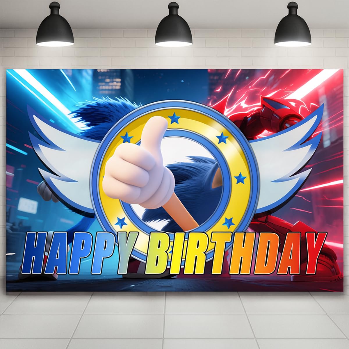 Happy Birthday Backdrop Banner Party Supplies for Blue Hedgehog Dog Birthday Decorations Wall Decor