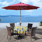 Umineux Outdoor Tablecloth With Umbrella Hole And Zipper, Spring/Summer Waterproof Table Cover For Picnic/Bbq/Garden(60' Round,Lemon)