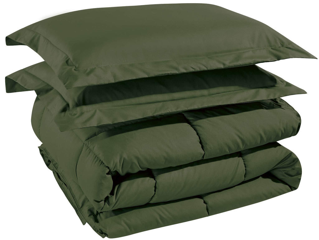Chezmoi Collection 3-Piece Down Alternative Comforter Set (King, Cypress Green)