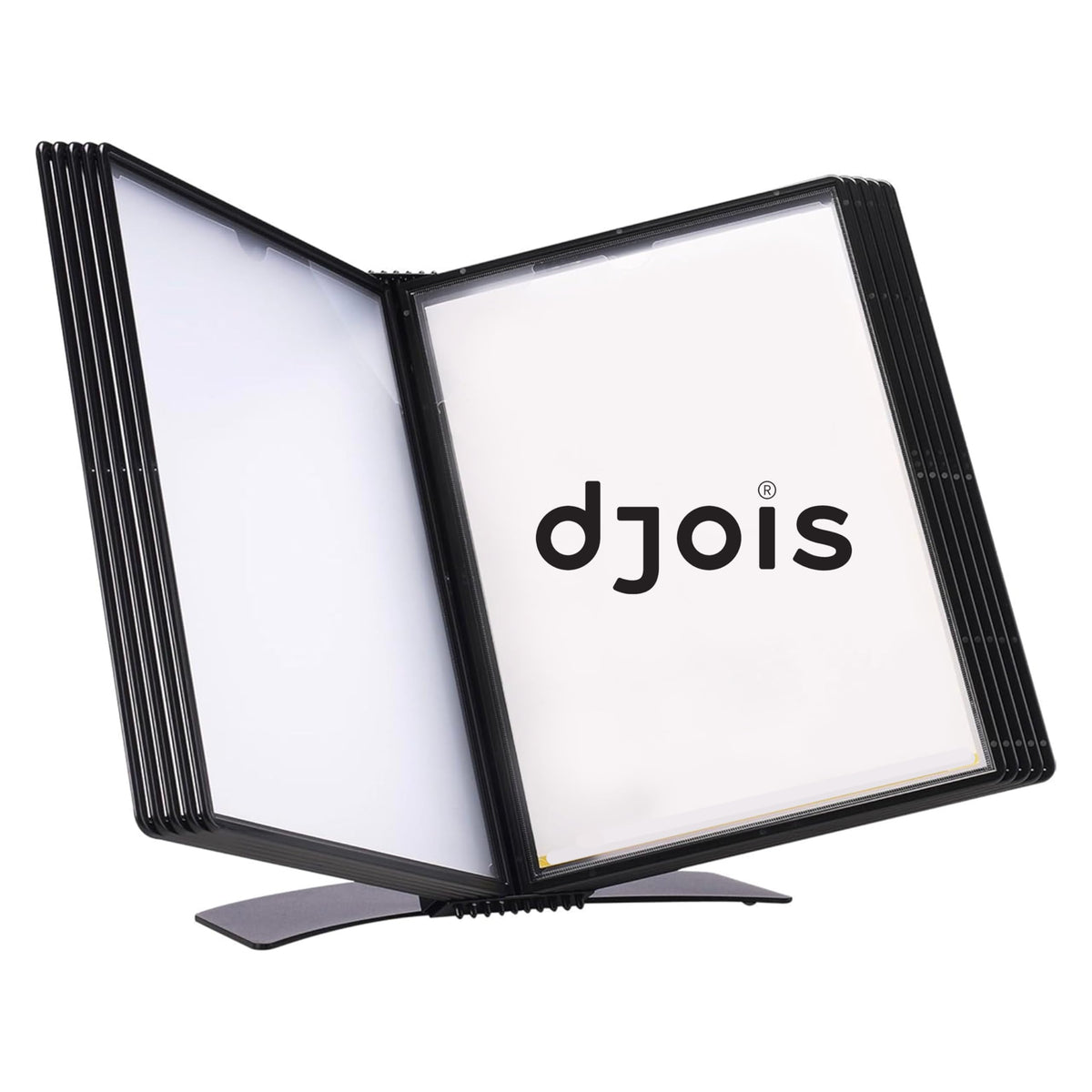 Tarifold Djois Desktop Reference & Display System - Durable Metal Base & Polypropylene - Letter-Size - 10 Double-Sided Pockets - 20 Sheet Capacity - Easy-Load - Made In France - Black