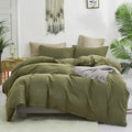 Luxlovery Green Comforter Set Full Army Green Bedding Comforter Set Olive Green Blanket Quilts Breathable Soft Minimalist Dark G