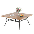 Sophia & William 60' Large Outdoor Patio Table For 8, Outdoor Square Metal Dining Table With 1.9' Adjustable Umbrella Hole, All Weather Wrought Iron Furniture Table For Garden Deck, Brown