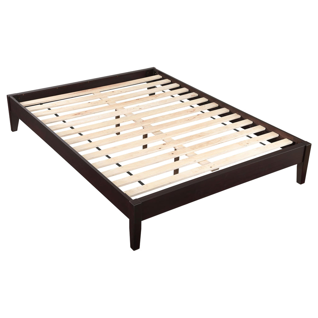 Coaster Home Furnishings Hounslow Transitional Queen Size Pine Wood Platform Bed Frame Headboard Compatible Bed Base Cappuccino 300555Q