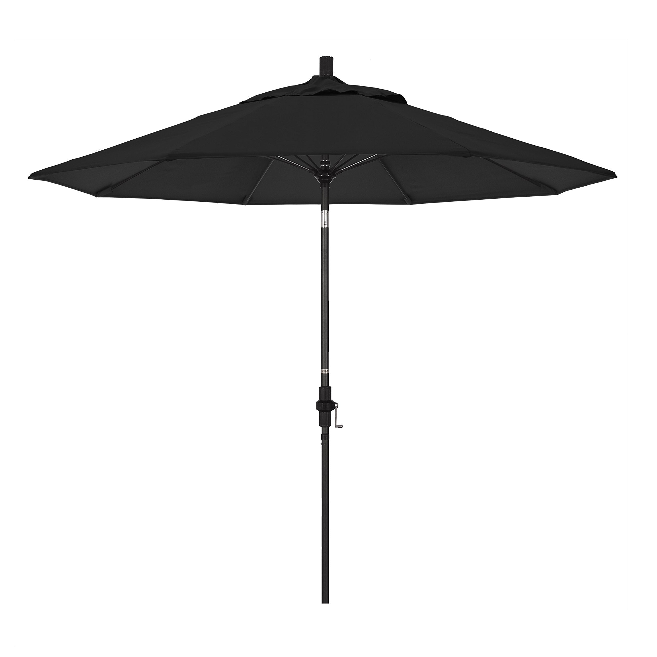California Umbrella Gscuf908705-5408 9' Round Aluminum Pole Fiberglass Rib Market Patio Umbrella, 9-Foot, Black