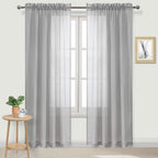 DWCN Grey Sheer Curtains Semi Transparent Voile Rod Pocket Curtains for Bedroom and Living Room, 52 x 84 inches Long, Set of 2 P