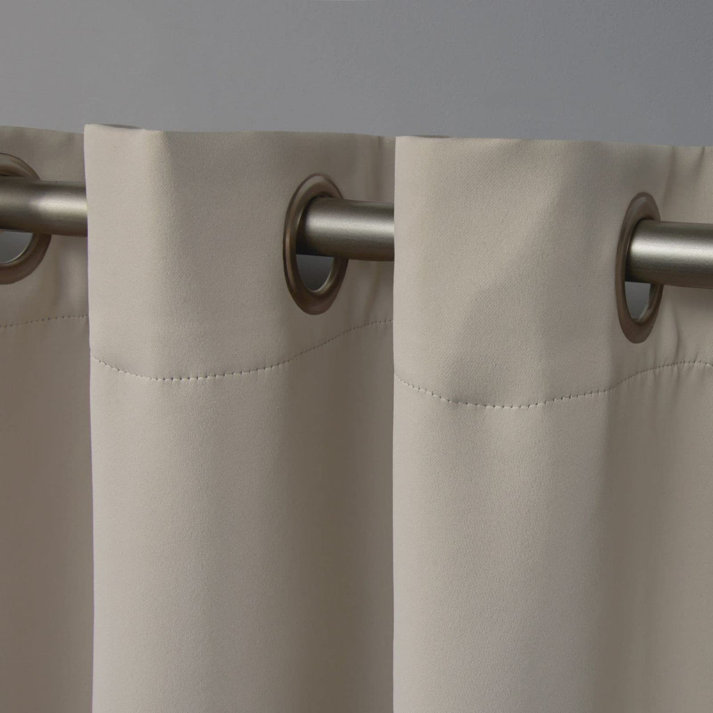 Exclusive Home Sateen Twill Woven Room Darkening Blackout Grommet Top Curtain Panel Pair, 52''X108'', Stone