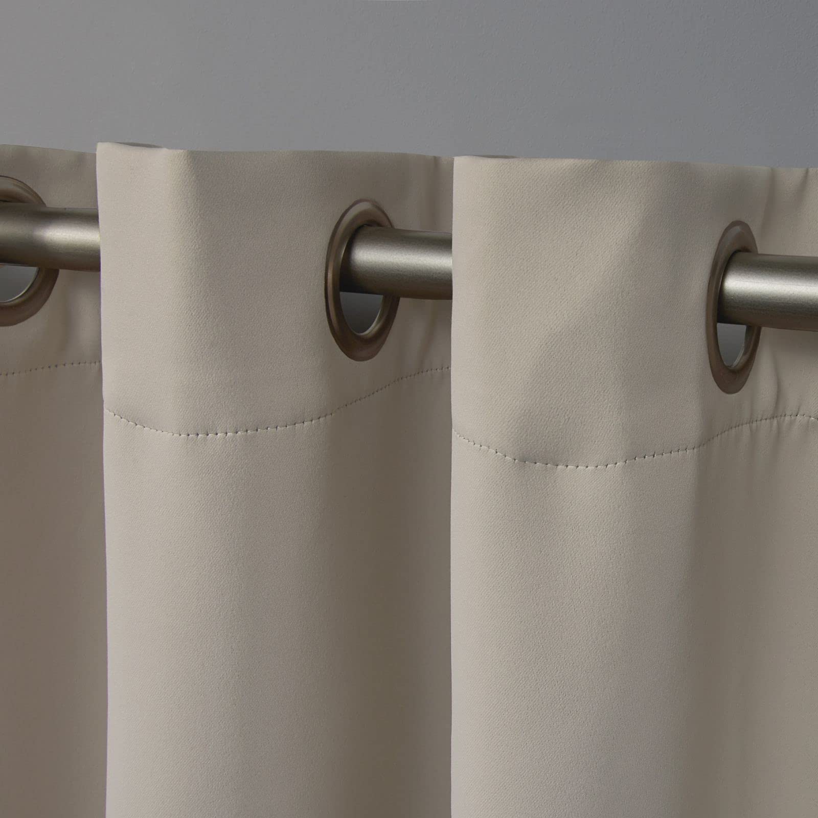 Exclusive Home Sateen Twill Woven Room Darkening Blackout Grommet Top Curtain Panel Pair, 52''X108'', Stone