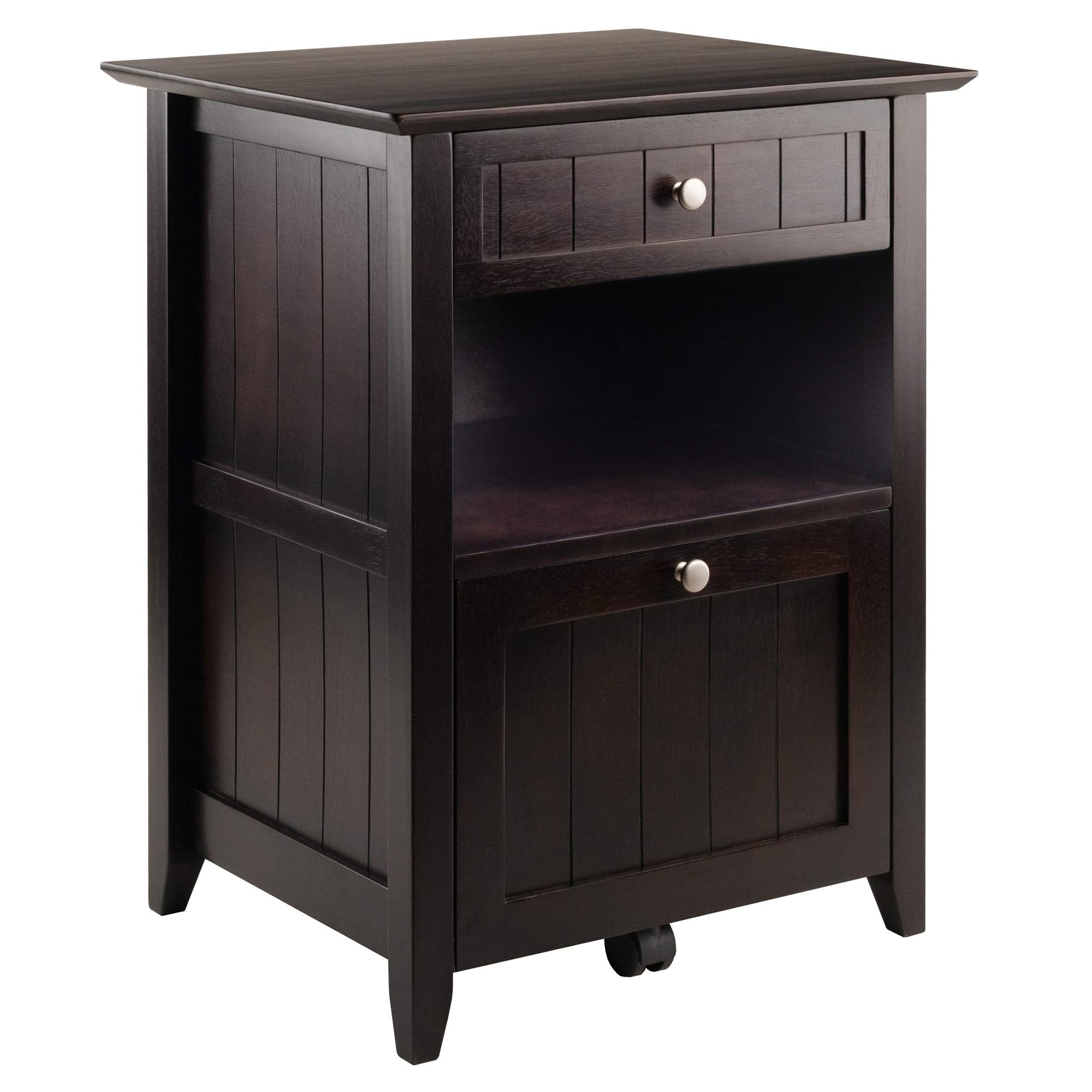 Ergode Wood Burke Home Office File Cabinet - Charming Cottage Style, Legal/Letter Size Files, Storage, Printer Paper Shelf - Dark Coffee Finish.