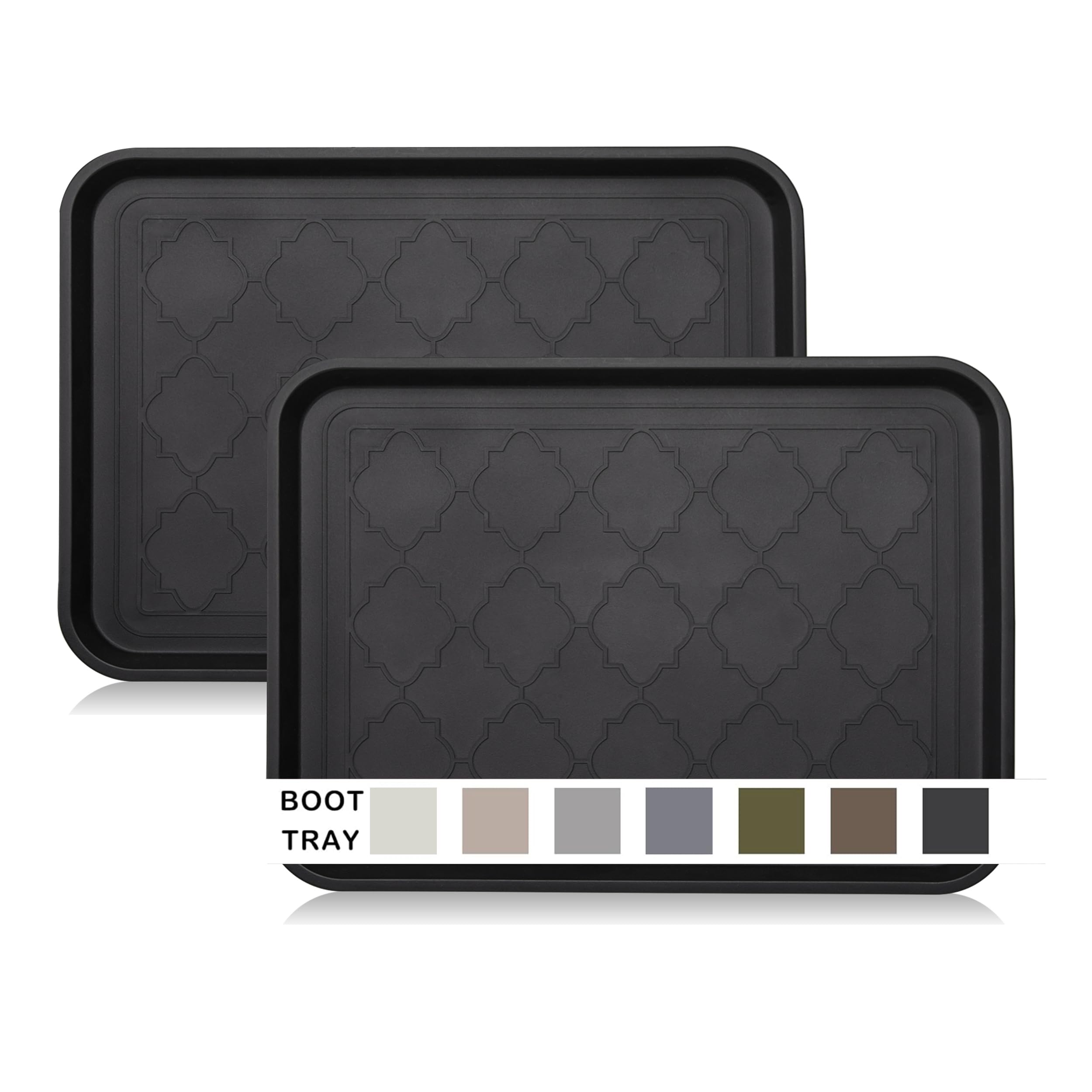Boot Tray For Entryway Indoor, Heavy Duty Shoe Mat Tray 2 Packs, 16.7'X12.8' Waterproof Shoe Tray With Raised Edge, Outdoor Mu