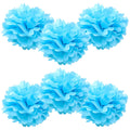 WYZworks Set of 6 - Aqua Blue 12 - (6 Pack) Tissue Pom Poms Flower Party Decorations for Weddings, Birthday, Bridal, Baby Shower