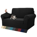 Znsayotx 1 Piece Jacquard Couch Covers For 2 Cushion Couch High Stretch Loveseat Slipcover For Pets Dogs Anti Slip Love Seat Sofa Slipcover Furniture Protector (Loveseat, Black)
