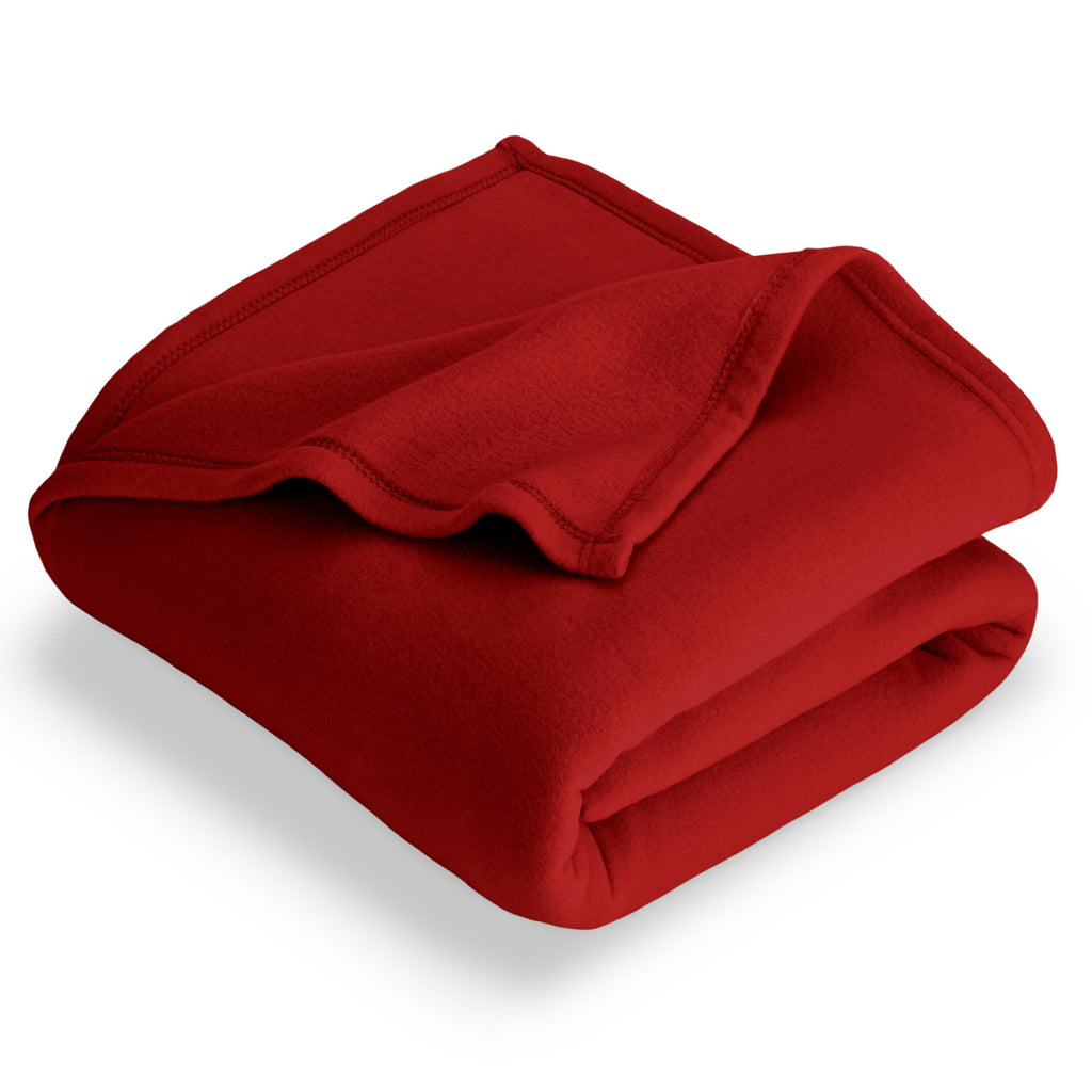 Bare Home Polar Fleece Blanket - Twin/Twin XL Blanket - Red - Warm & Cozy - Premium Fleece Blanket - Blanket for Bed, Sofa, Camp