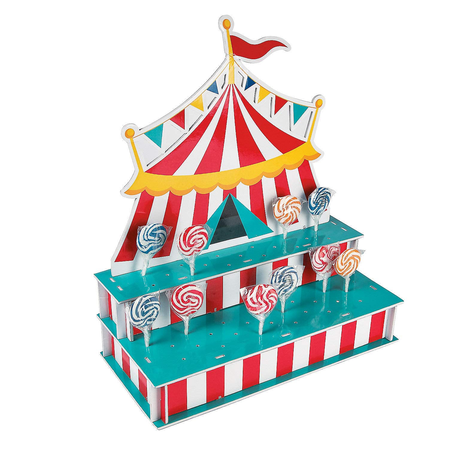 Fun Express Circus Tent Shaped Lollipop Stand - Foam Base - Holds 48 Suckers - 18 Inches Tall - Circus Party Supplies - VBS Vaca