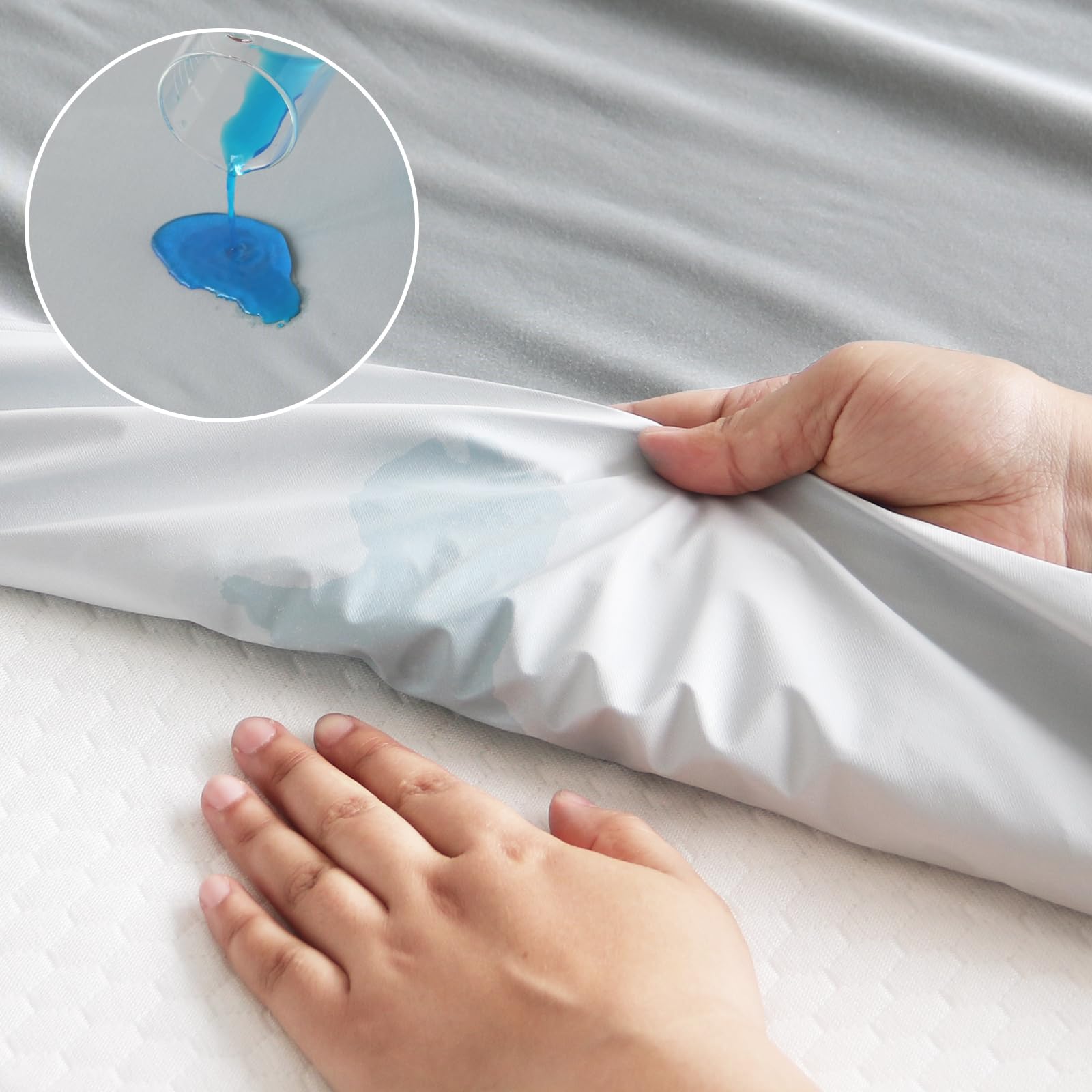 Magik & Kover Queen Mattress Protector Waterproof Cover 2 Pack, Waterproof Bed Queen Fitted Sheet Only, Machine Washable 18'' De