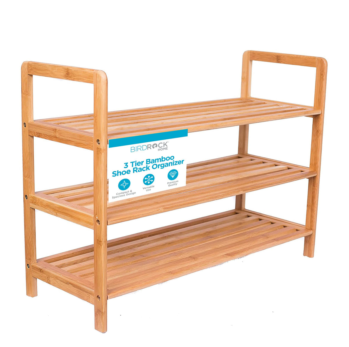 BIRDROCK HOME Bamboo Shoe Rack Organizer for Entryway, Closet, or Front Door  Stackable Wooden Storage Shelf for Small Spaces, 