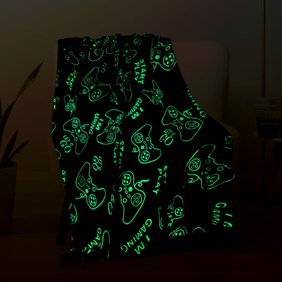Gaming Gamer Glow In The Dark Blanket Boys Kids Teens Gifts For Birthday Christmas Valentine'S Easter Age 1 2 3 4 5 6 7 8 9 10 1