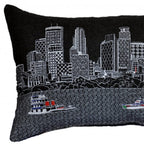 HomeRoots Grey 24' Black Minneapolis Nighttime Skyline Lumbar Decorative Pillow