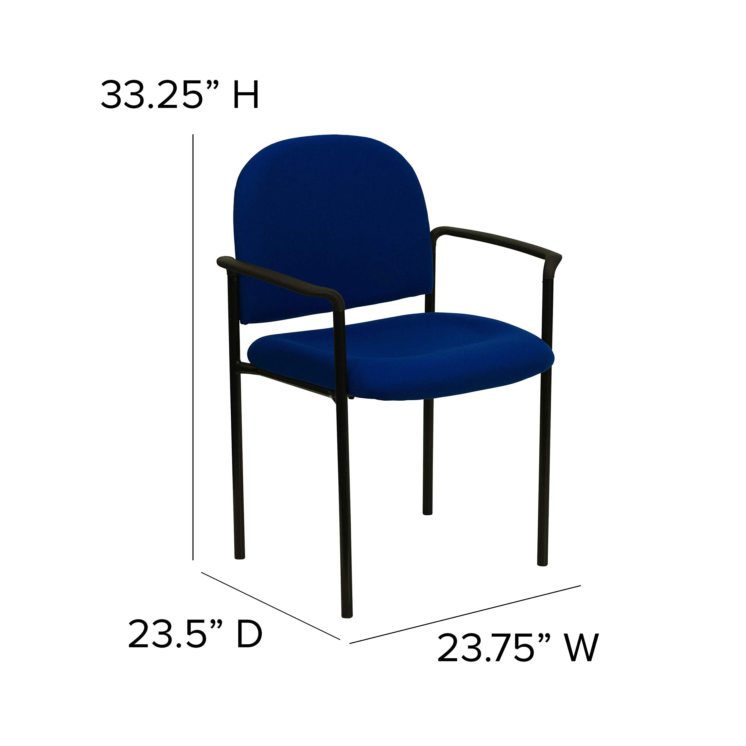 Flash Furniture Tiffany Comfort Navy Fabric Stackable Steel Side Reception Chair with Arms