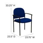 Flash Furniture Tiffany Comfort Navy Fabric Stackable Steel Side Reception Chair with Arms