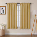 Lecloud Bessie Gold Curtains 63 Inch Length 2 Panels, Light Filtering Curtains for Bedroom, Faux Linen Textured Rod Pocket Curta