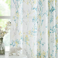 Treatmentex Branch Semi Sheer Curtains For Living Room Yellow White Print Curtains For Bedroom 95 Inch Length Teal And Grey Wate
