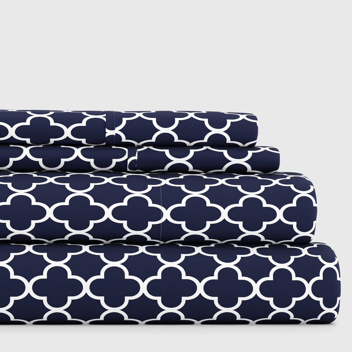 Linen Market 4 Piece Full Bedding Sheet Set (Navy Quatrefoil) - Sleep Better Than Ever With These Ultra-Soft & Cooling Bed Sheet