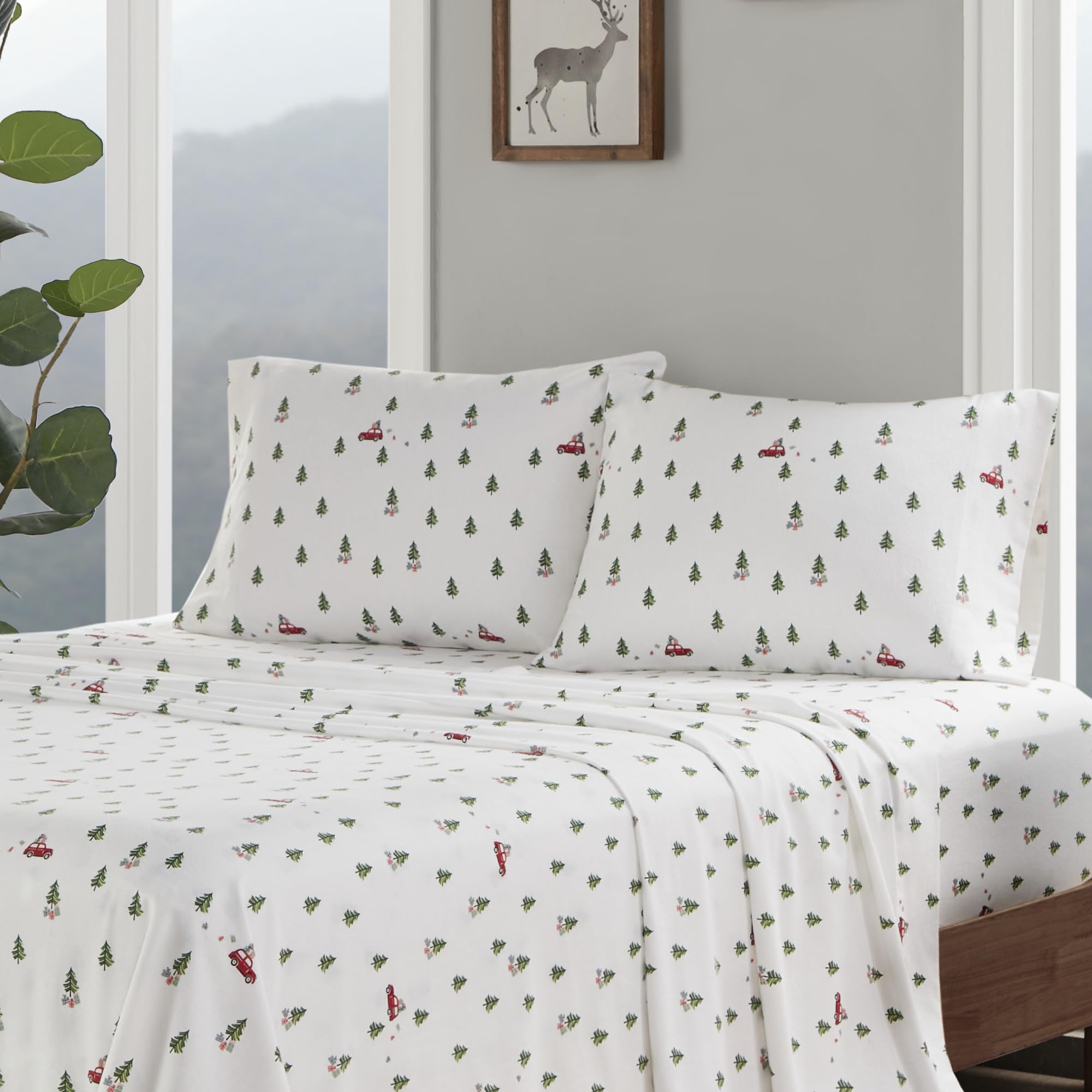 Woolrich Sheet Warm & Breathable Cotton Flannel Bed Sheets, All Elastic Pocket Sheet Set Fits Up to 14 Mattress, All Season, Lig