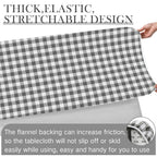 3 Pcs Plastic Picnic Table Cover Checkered Tablecloth Fitted Rectangular Table Cloth 30 X 72 Inch Vinyl Waterproof Flannel Backed With Elastic Rim For Indoor Outdoor Picnic Party(Gray And White)