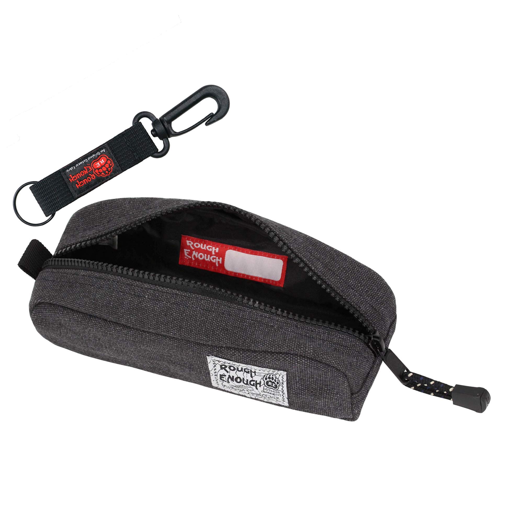 Rough Enough Small Pencil Case For Girls Boys Adults Canvas Pencil Pouch For School Office Stationary Art Supplies Black