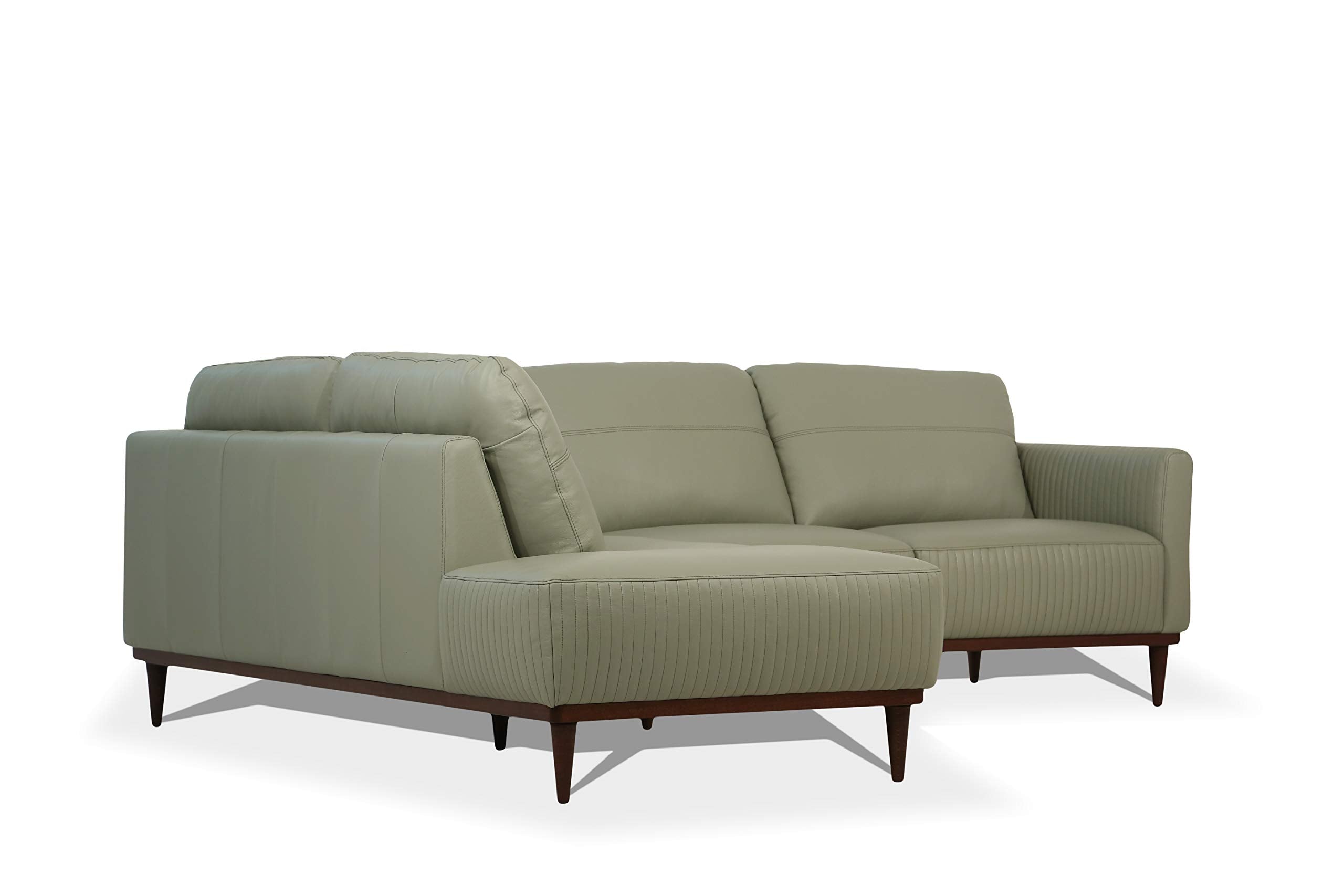 Acme Tampa Left Facing Leather Sectional in Airy Green