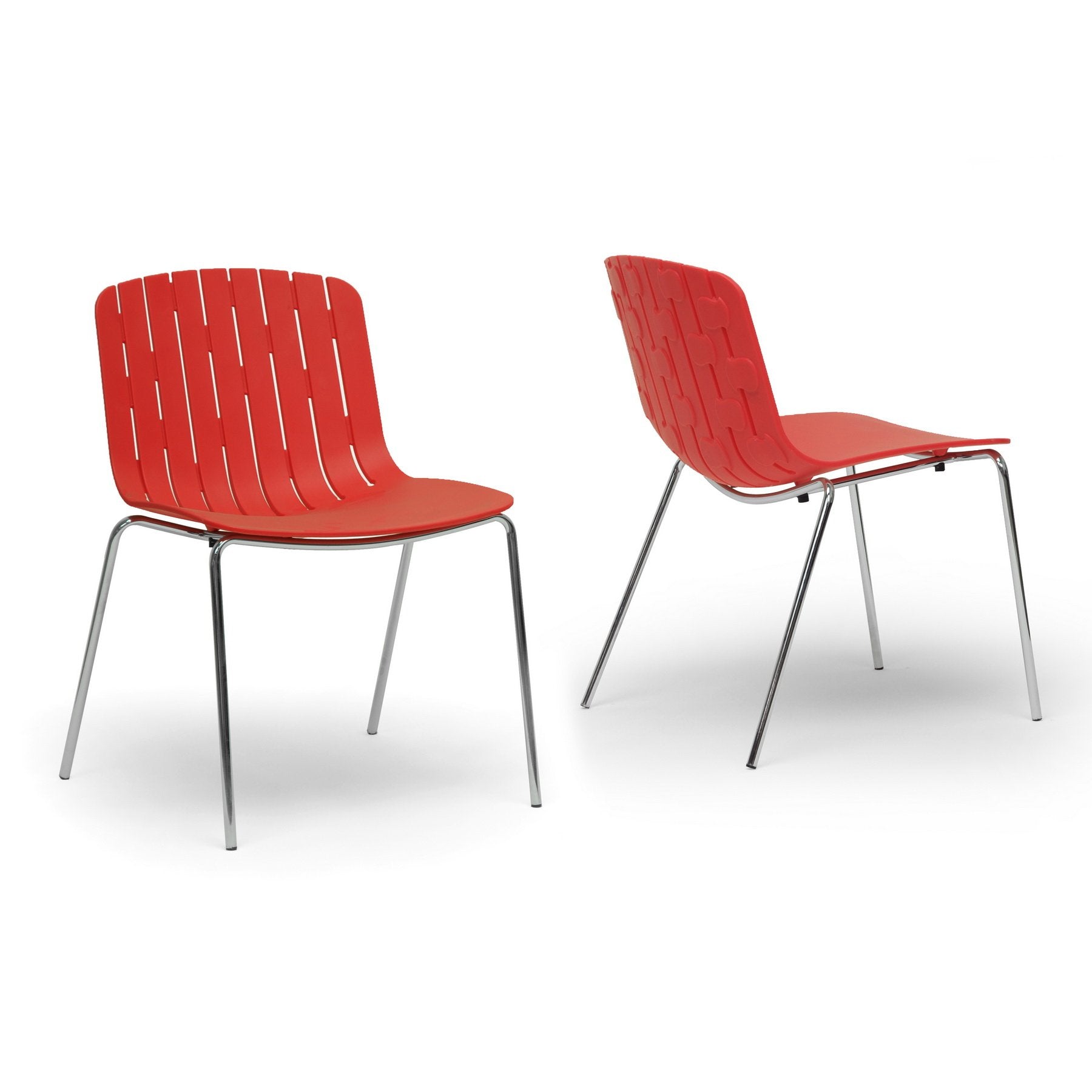 Baxton Studio Florissa Plastic Modern Dining Chair, Red, 23Lx19.5Wx30.875H (Set Of 2)