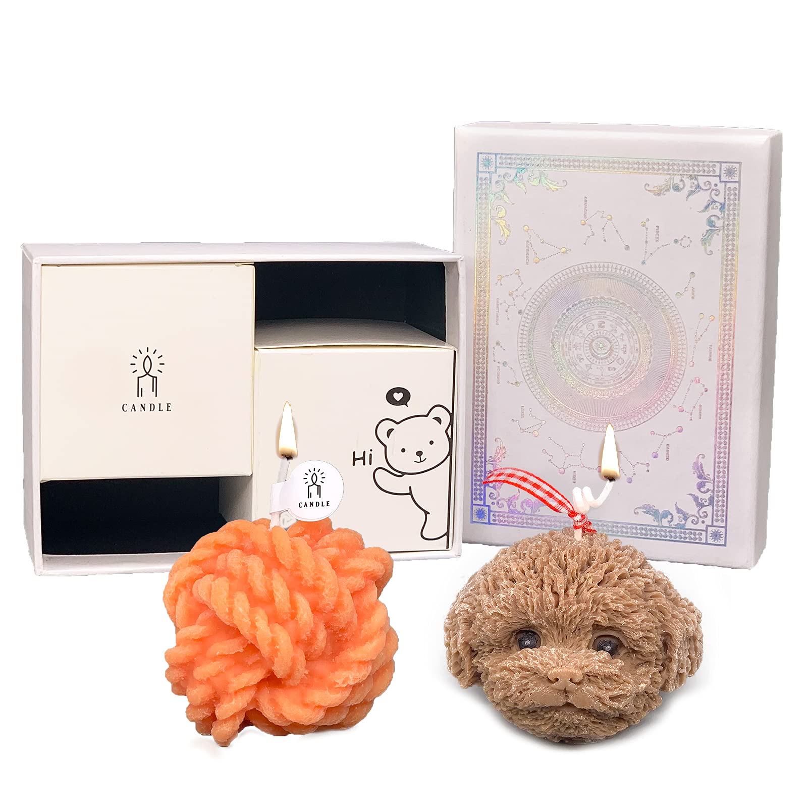 Orentas Handmade Teddy Dog Candle Set & Twisted Rope Ball Aromatherapy Aromatherapy Scented Candle Gift Set, Birthday Gift, Than