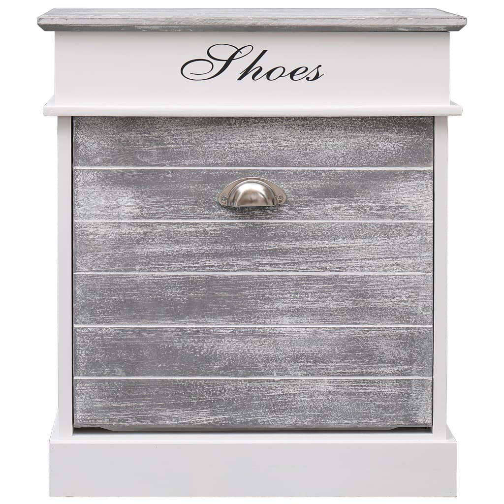 vidaXL Shoe Cabinet, Shoe Organizer with Flip Drawer, Hall Cabinet, Hidden Shoe Storage for Entryway Hallway Bedroom Dorm Room, Gray Solid Wood