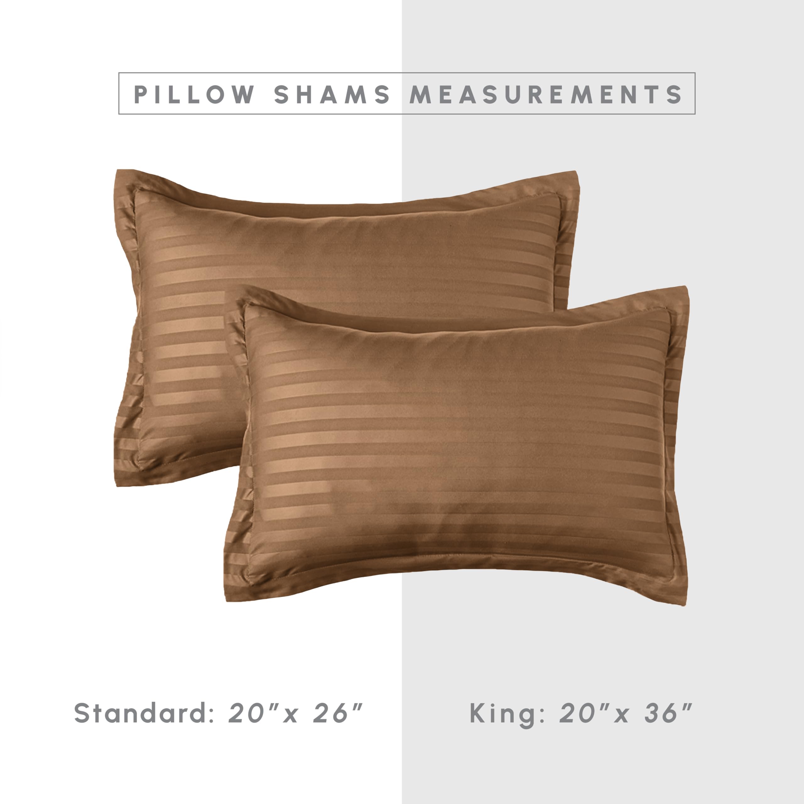 Elegant Comfort Silky Soft 8-Piece Dobby Stripe Bed-In-A-Bag Comforter Set, Includes 4Pc Smart Sheet Set, Bed Skirt, Comforter, Matching Pillowcases And Shams - Twin/Twin Xl, Taupe