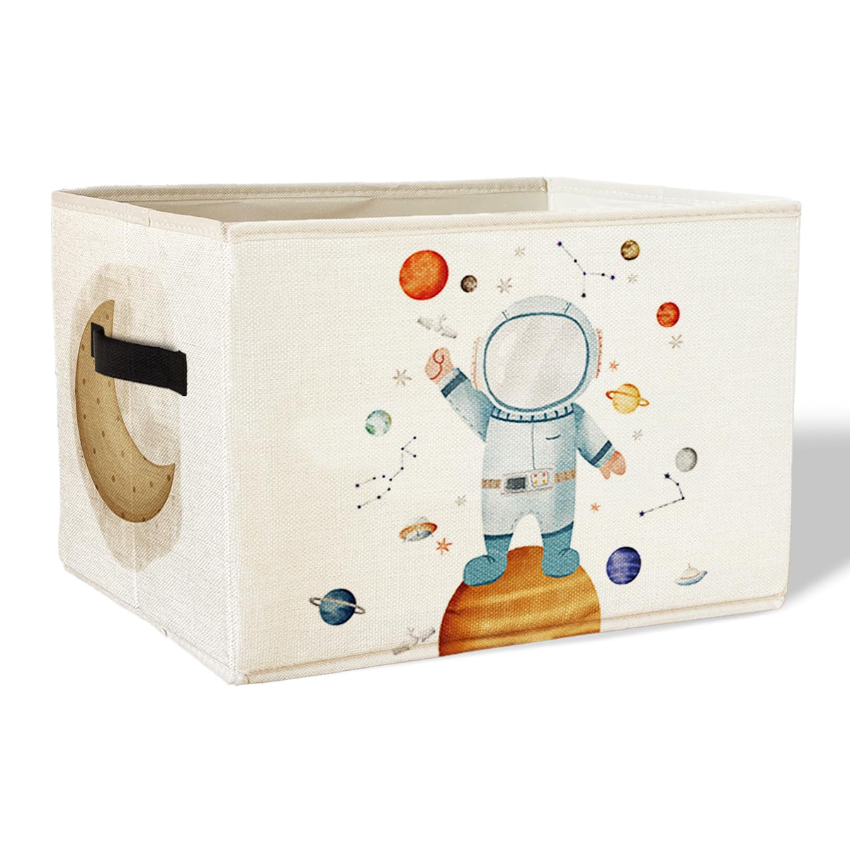 XDFVL Space Planet Storage Basket Bins With Handles for Boys Kids, Spaceman Space Foldable Laundry Basket Toybox for Girls Room 