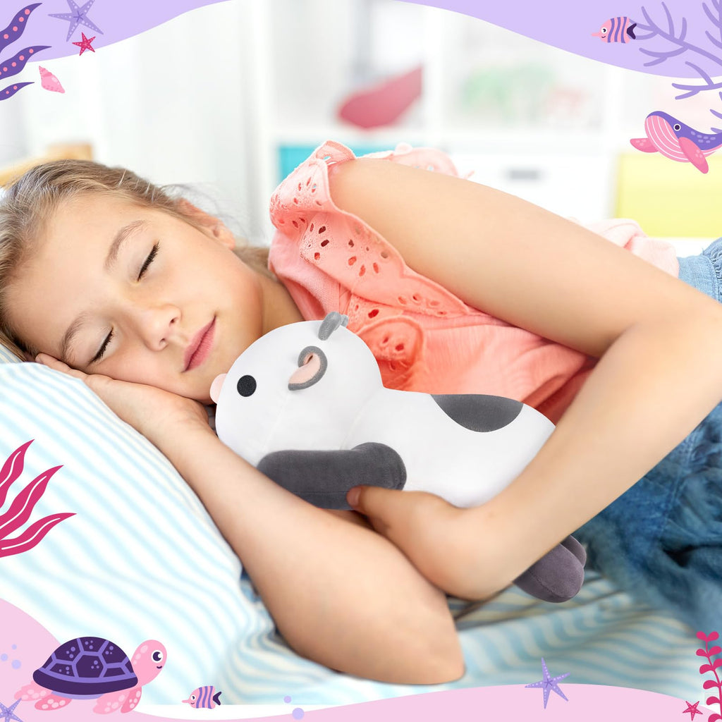 Mewaii Cute Cow Plush Pillow, Kawaii Plushies White Cow Stuffed Toys, Squishy Plushies, Cuddle Plush Pillow For Boys & Girls