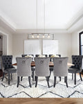 Vicbarley Leather Dining Chair Set Of 8 Upholstered Tufted Dining Room Chair With Nailhead Trim And Solid Wood Legs For Kitchen,