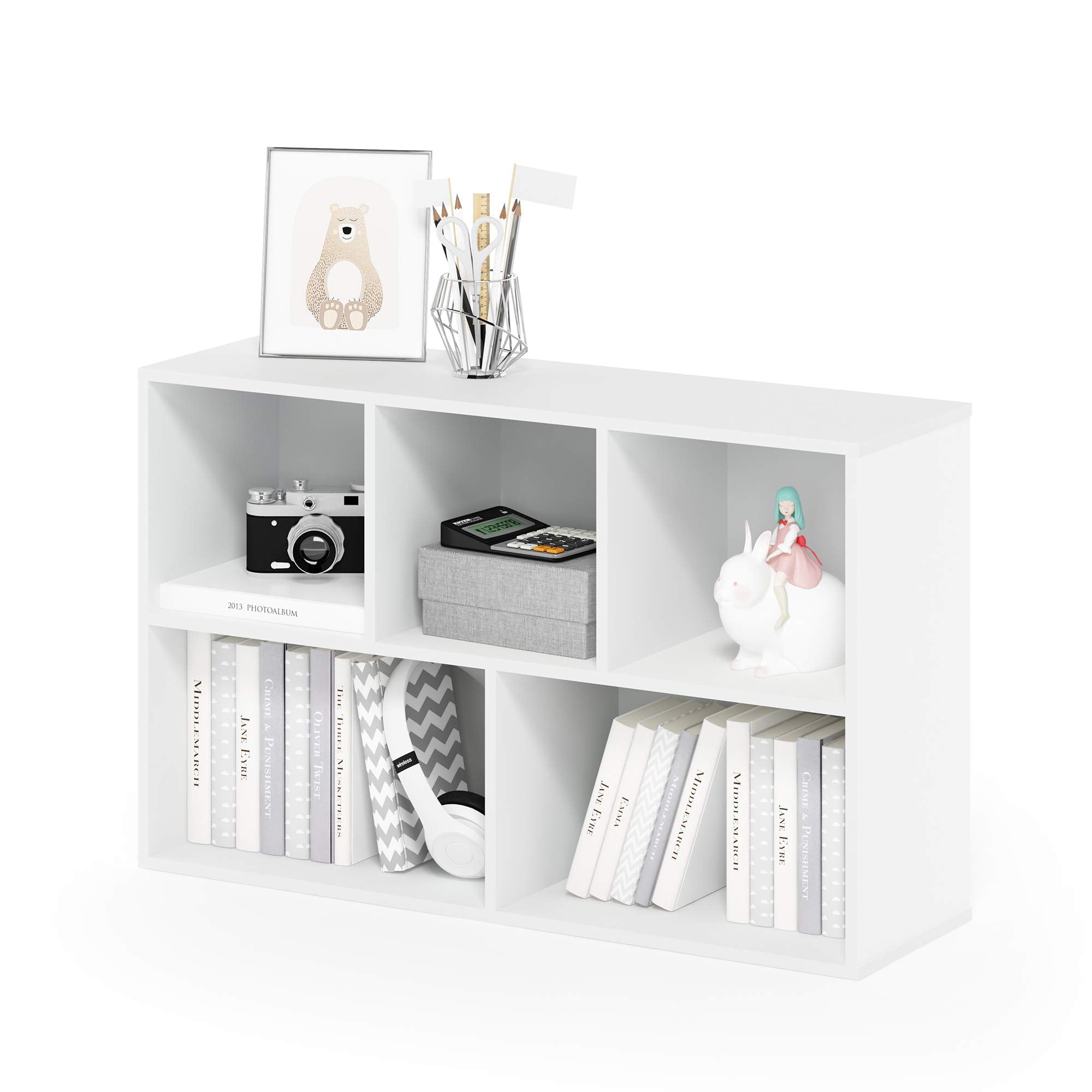 Furinno Luder Bookcase / Book / Storage , 5-Cube, White