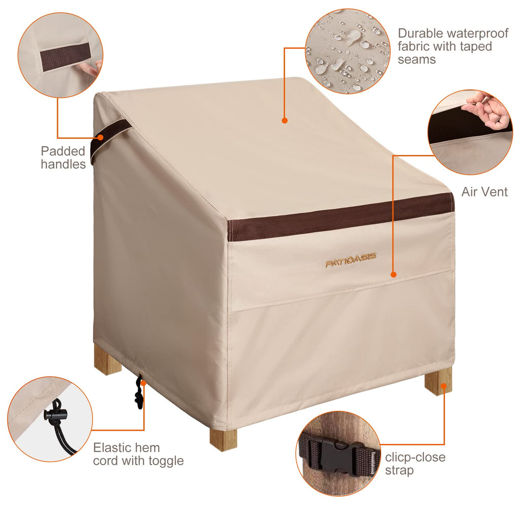 Patioasis Patio Chair Cover Set Of 2, Outdoor Small Chair Covers 29''L X 30''W X 36''H Waterproof Rip-Proof Uv-Proof