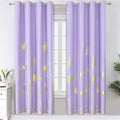 Estelar Textiler Lilac Blackout Curtains For Bedroom, Room Darkening Gold Palm Tree Pattern Curtains 72 Inches Long, Light Block