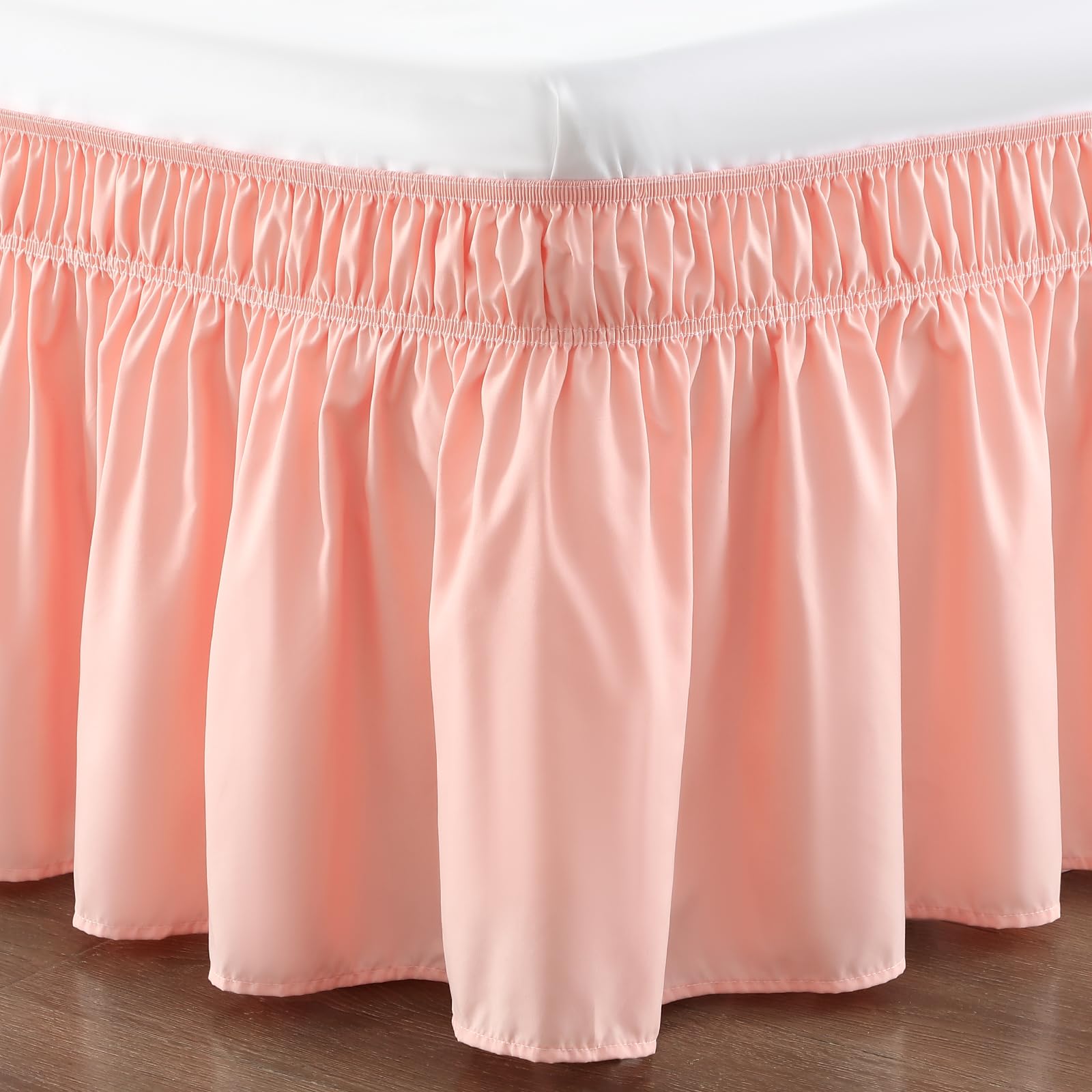 Rimela Bed Skirt Queen Size 18 Inch Drop, Wrap Around Elastic Bedskirt Solid Microfiber Luxury Hotel Quality Fabric, Easy To Ins