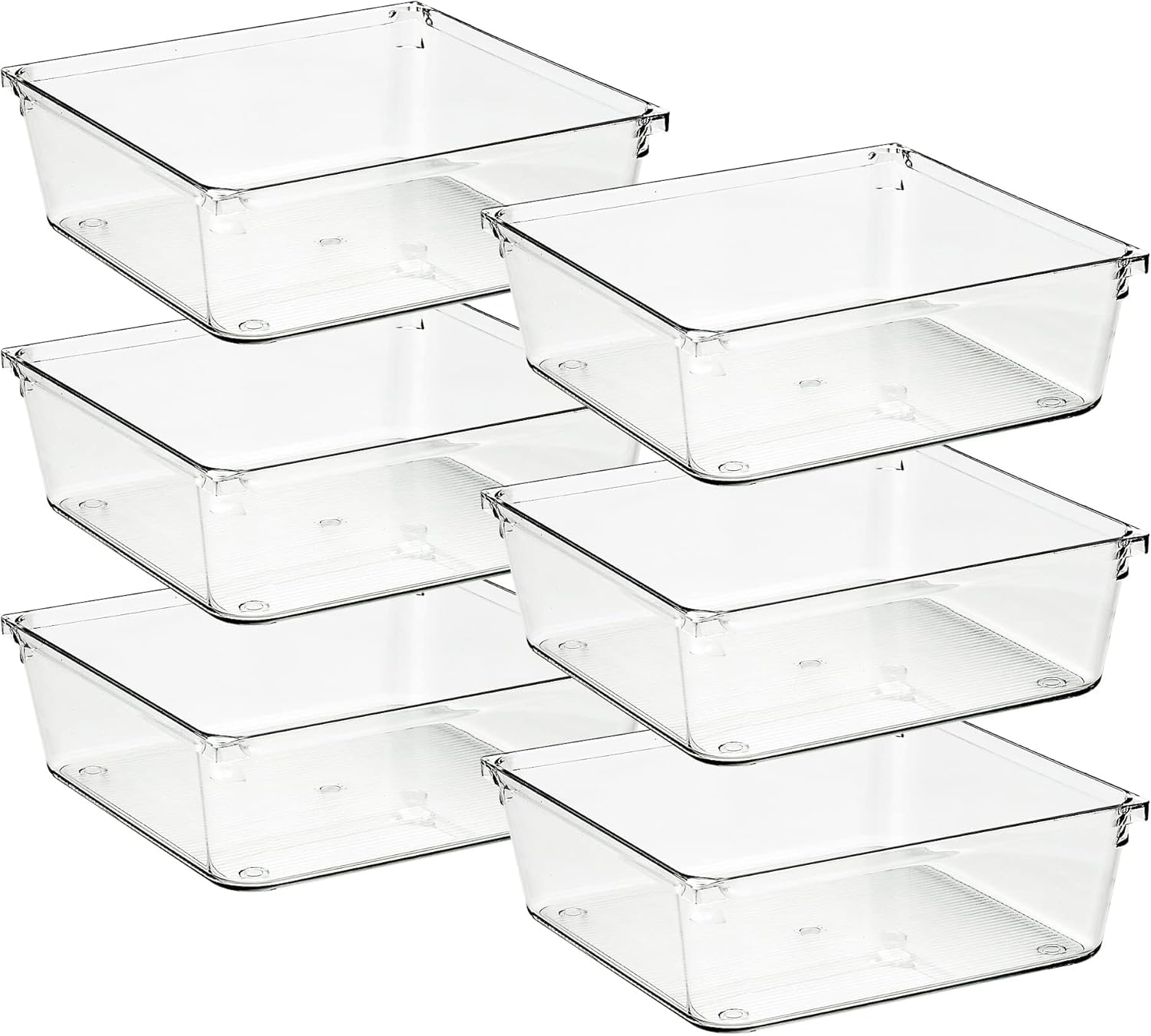 Kepzell 6 Pcs Square Drawer Storage Organizer Box For Makeup, Jewelries, Utensils In Bedroom Dresser, Office And Kitchen