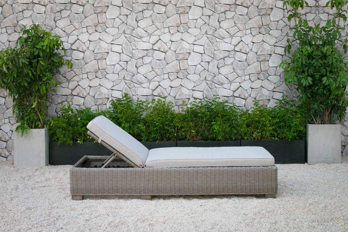 HomeRoots Aluminium, Wood, Rattan, Outdoor Wicker Sunbed