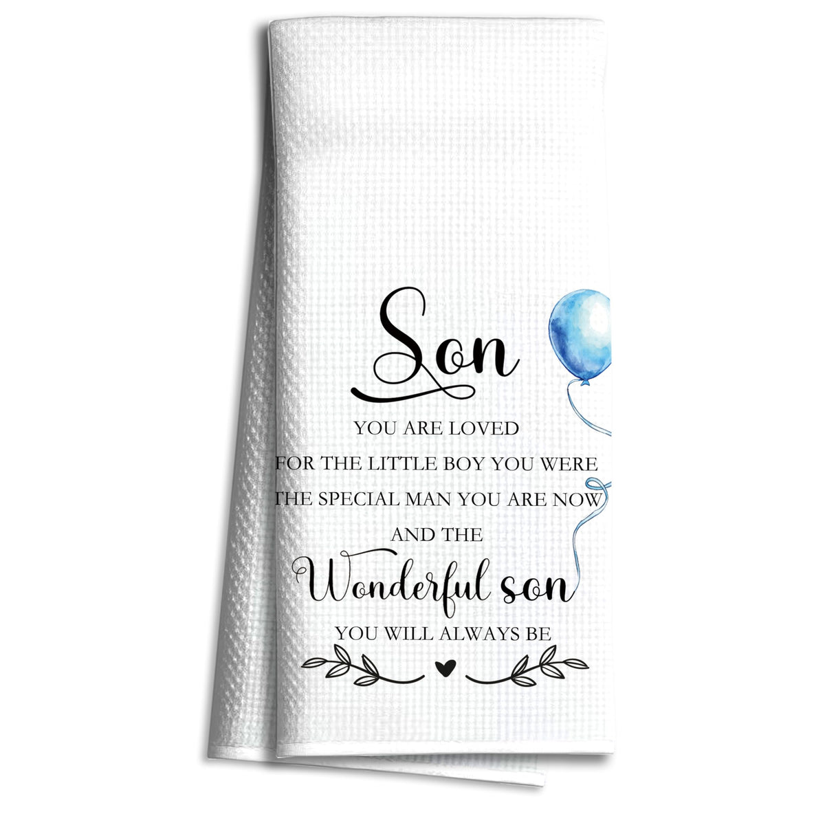 KUIKYGJUU Son Gift Kitchen Towels 16x24 Inch, Son Gifts for Birthday from Mom Dad, Fathers Day Graduation Gifts for Sons Hand T