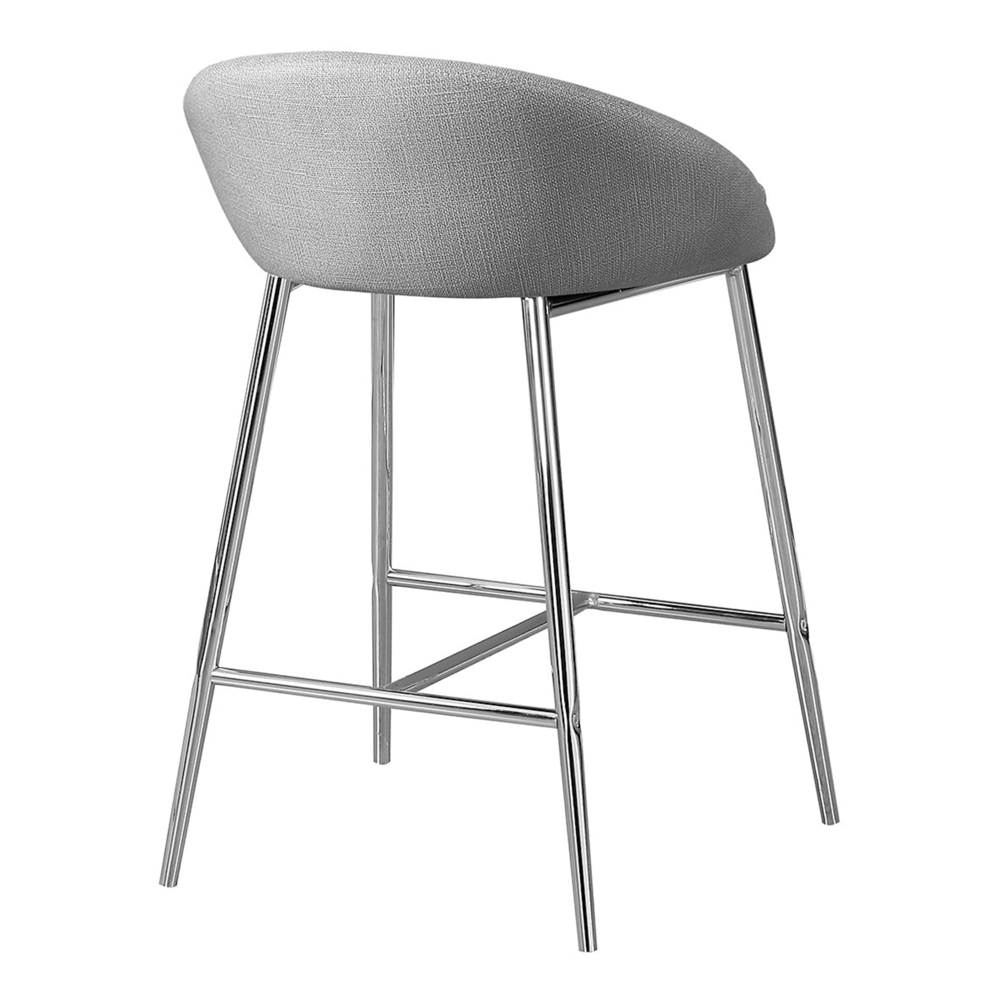 Monarch Specialties Counter-Height Bar Stools, Gray/Chrome, Pack Of 2 Stools