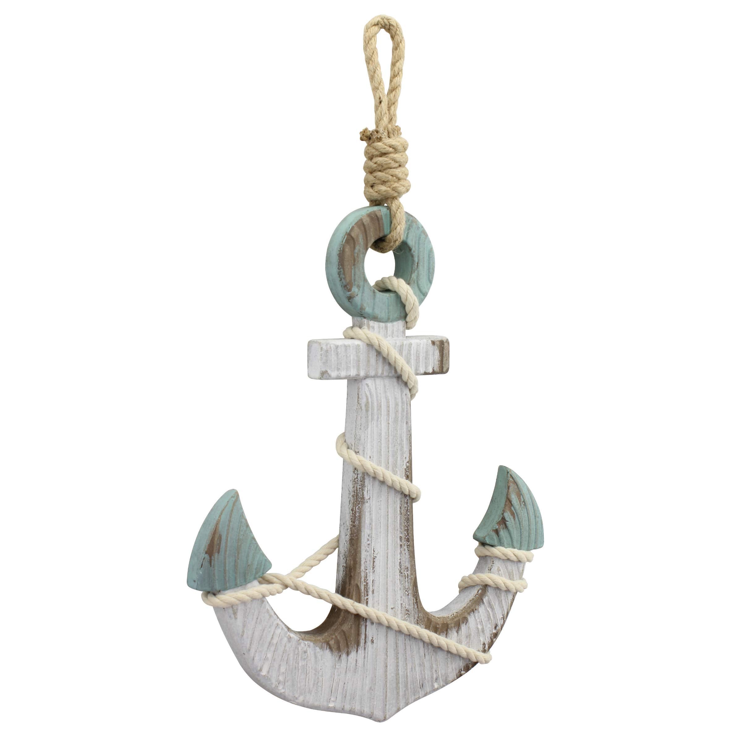 Stonebriar Anchor Wall Decor, Worn White, 1.00 x 9.50