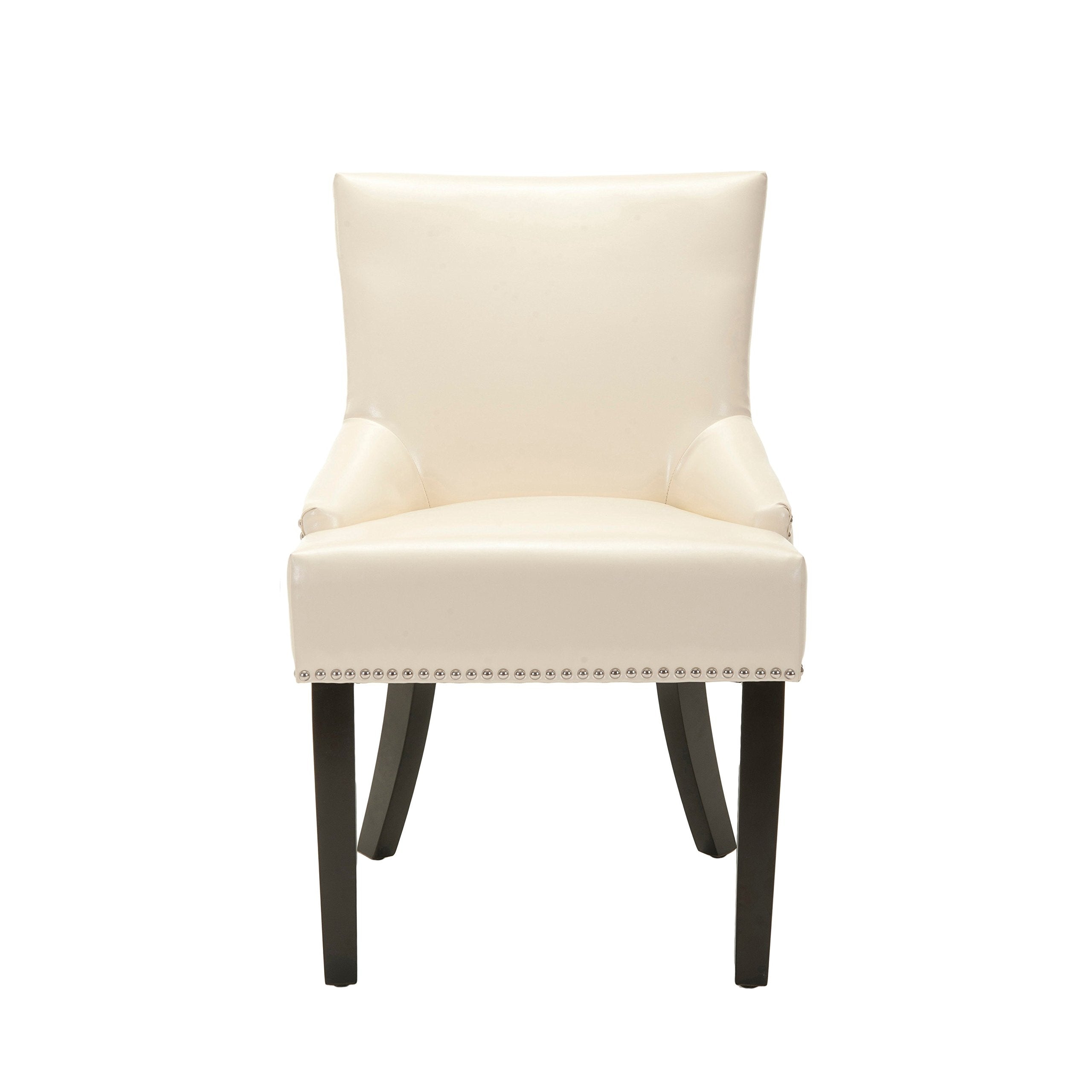 Safavieh Mercer Collection Christine Cream Leather Nailhead Dining Chair, Set of 2